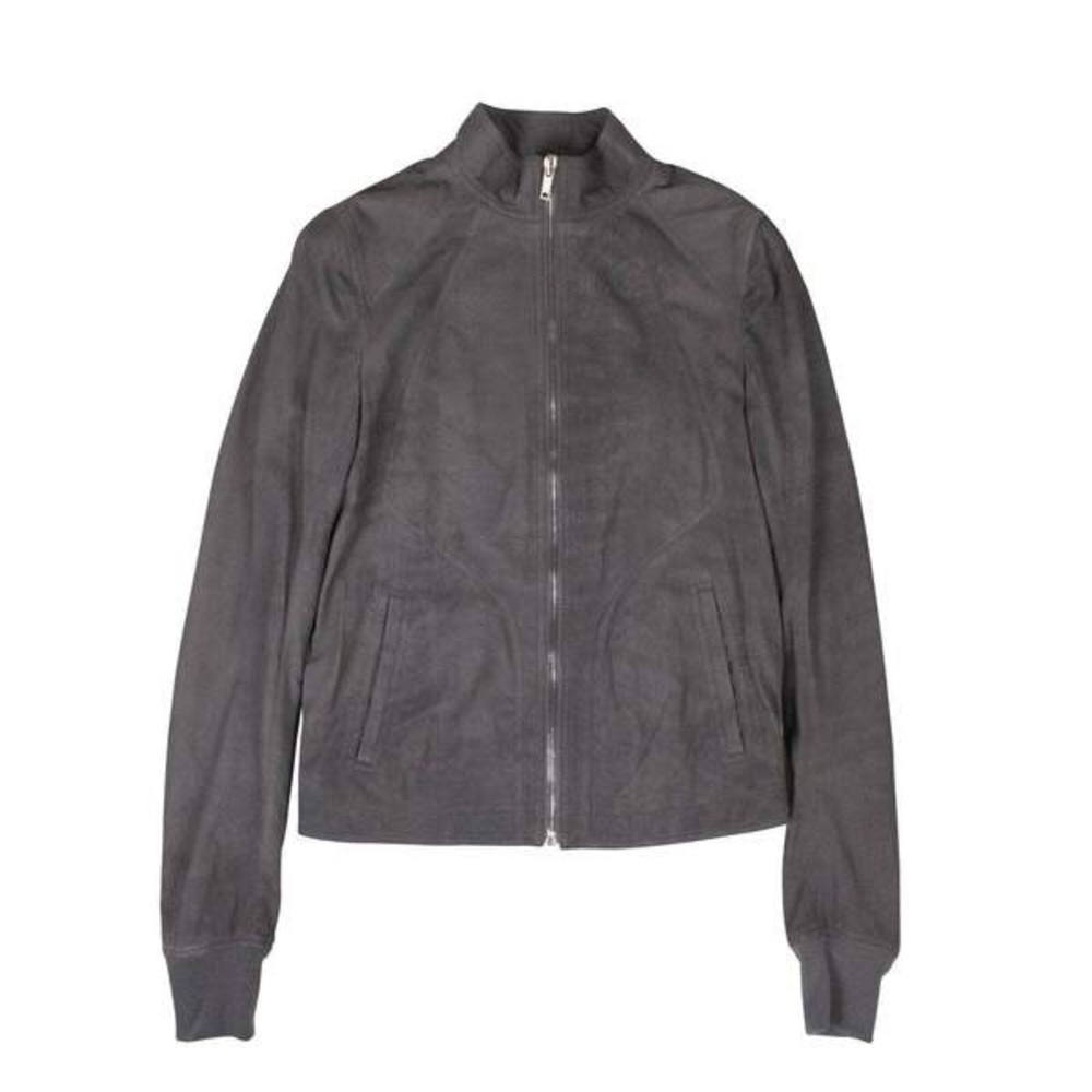 Rick Owens intarsia leather jacket in blue gray blistered leather brand new